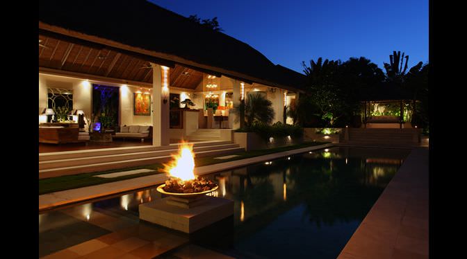 Bali Villa Nalina Evening living room view from the pool