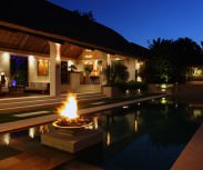 Bali Villa Nalina Evening living room view from the pool