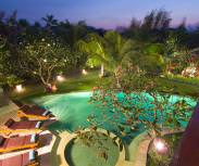 Bali Villa Maharaj Pool frm upstairs at dusk